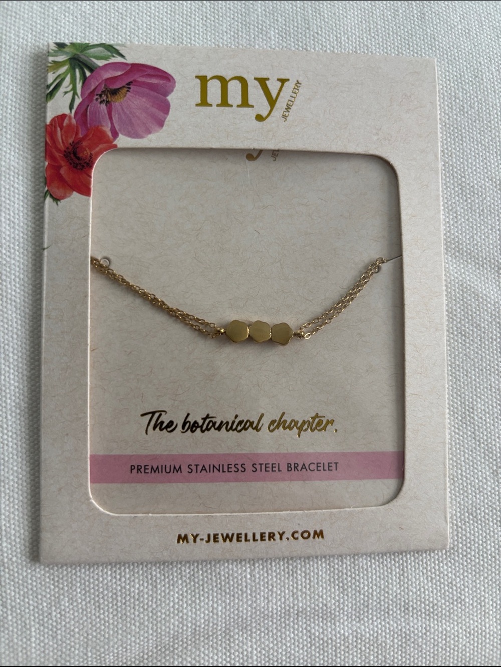 Gold-Tone Triple Hexagon Chain adjustable Bracelet